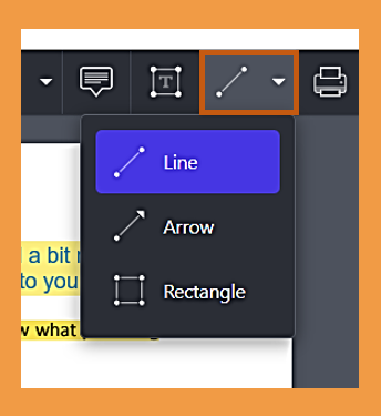 Screenshot of how to access shapes in the annotation tool
